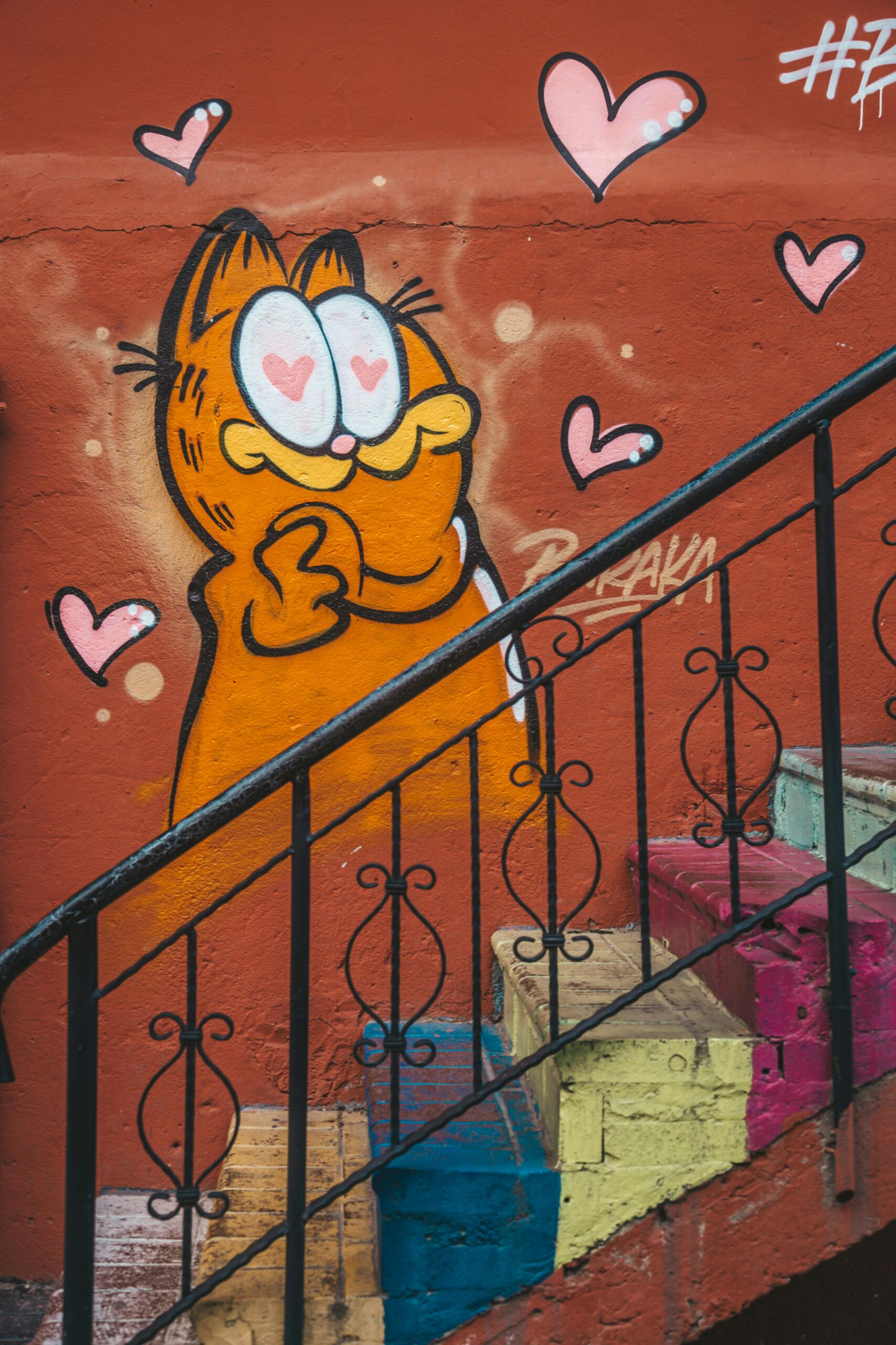 Garfield grafiti on a stairwell