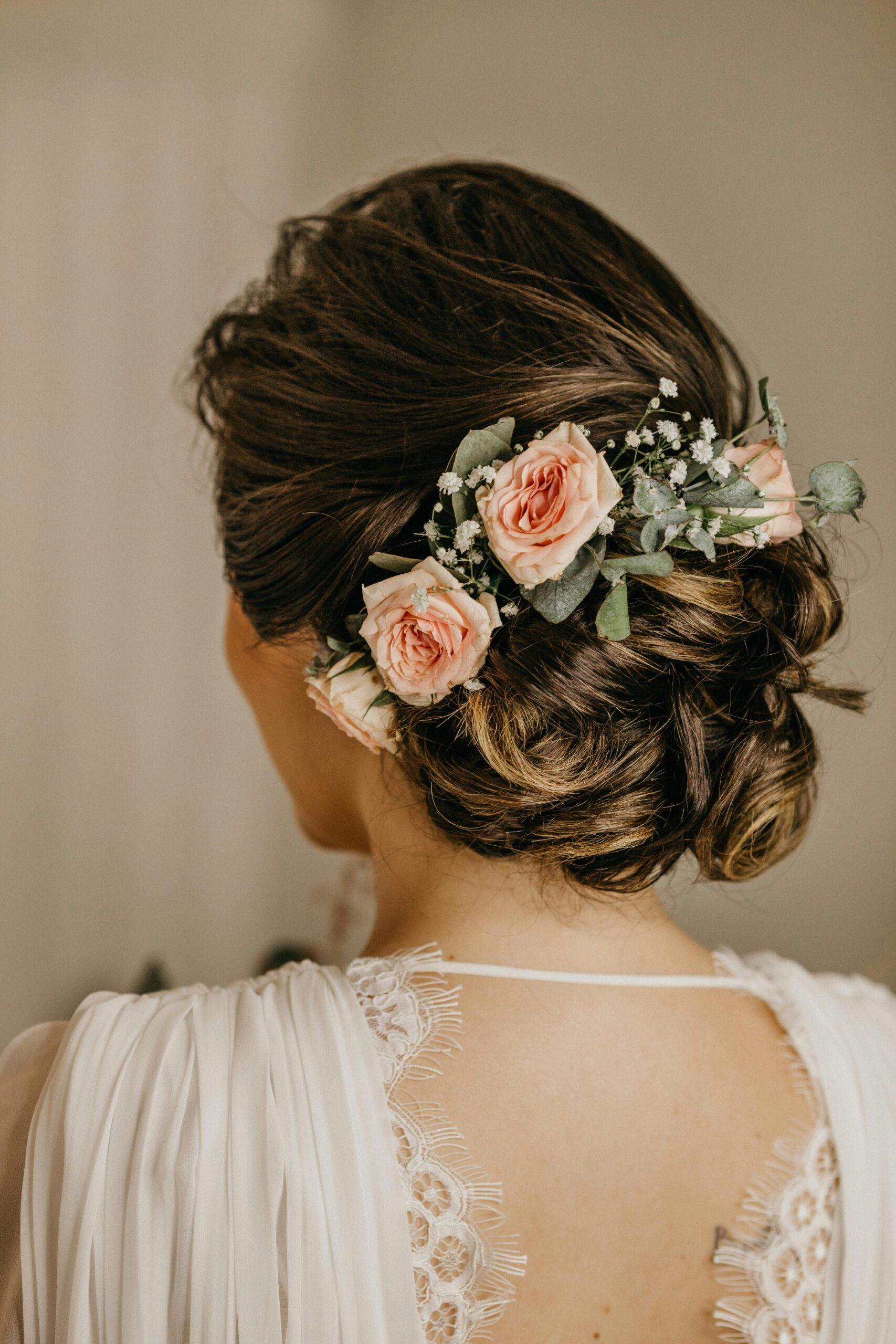 back view of woman with updo