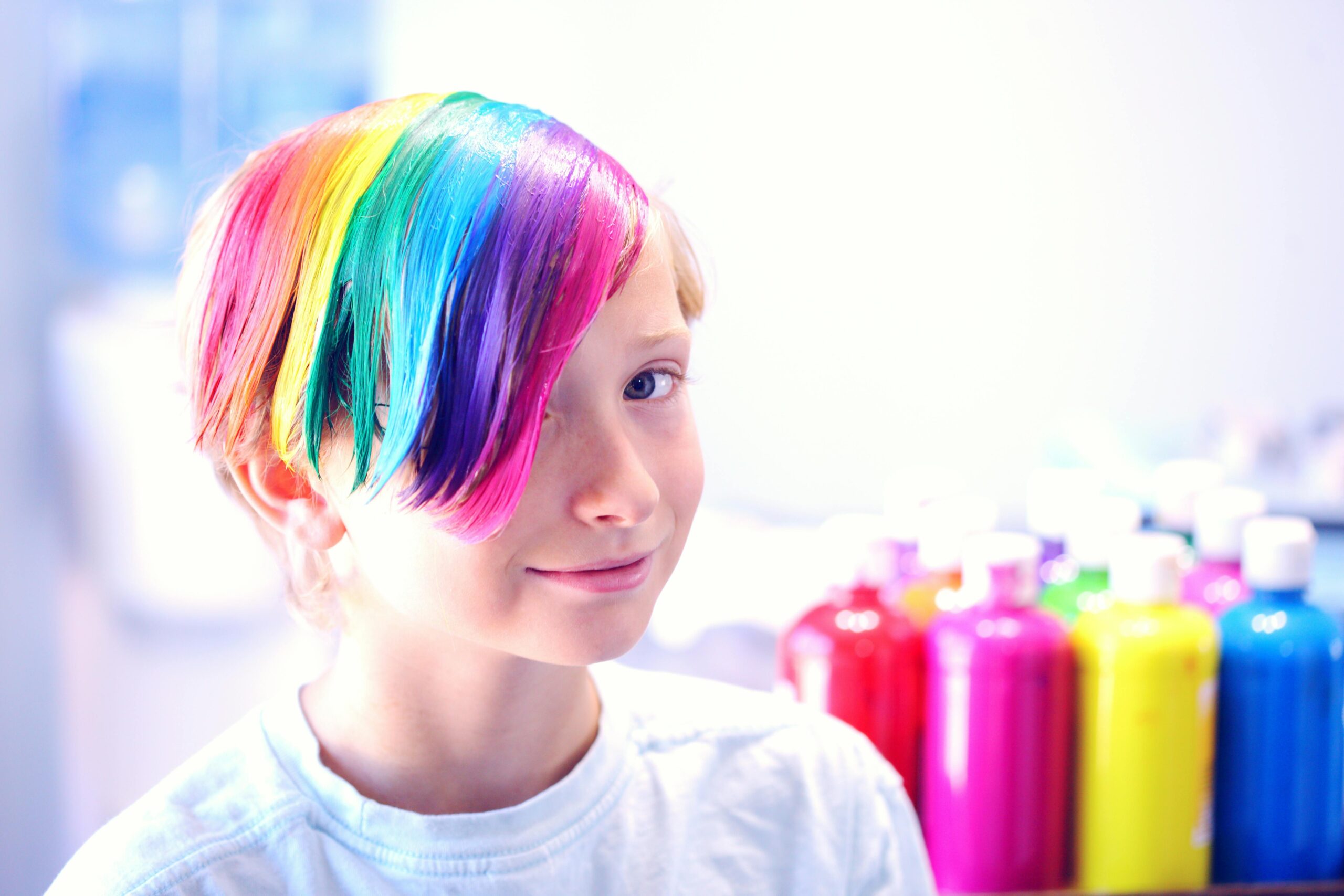 person with colorful hair