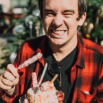 Man Enjoying Ice Cream for Dinner