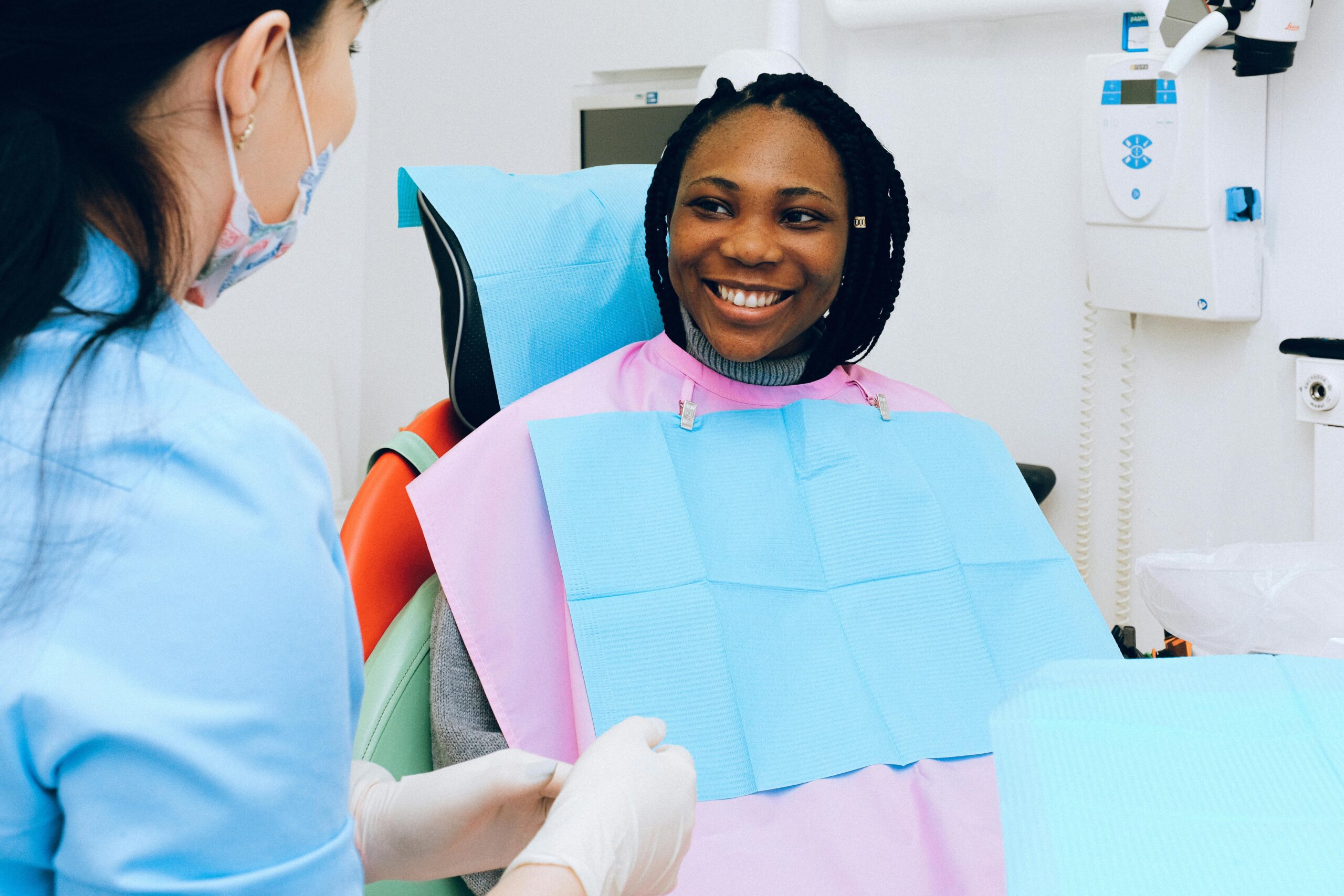 woman in chair at dentists office