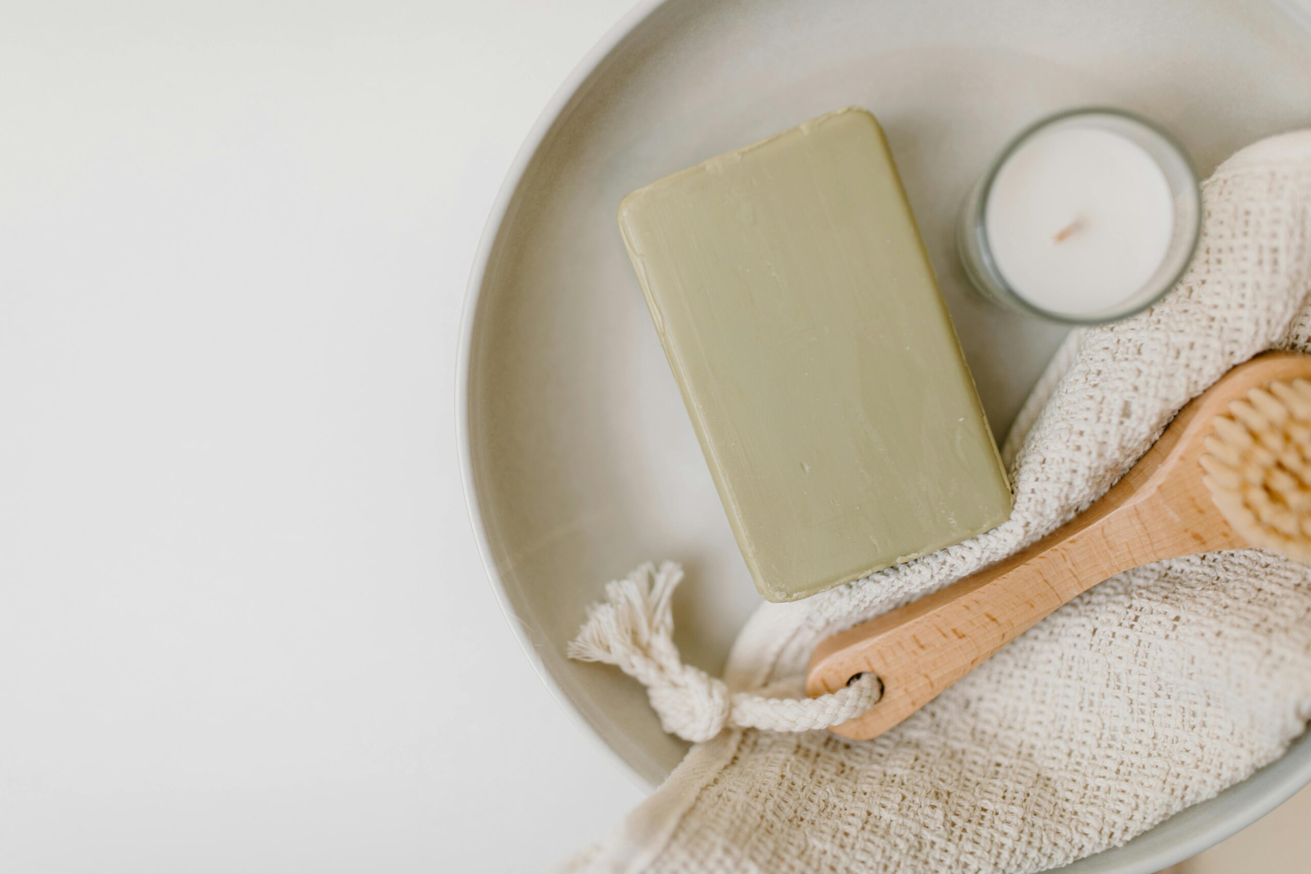 Soap and brush on a plate