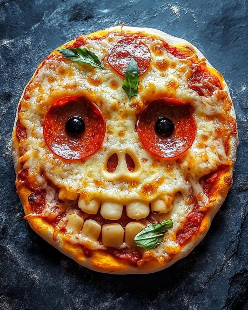 Skull shaped Pizza Recipe Halloween Fun