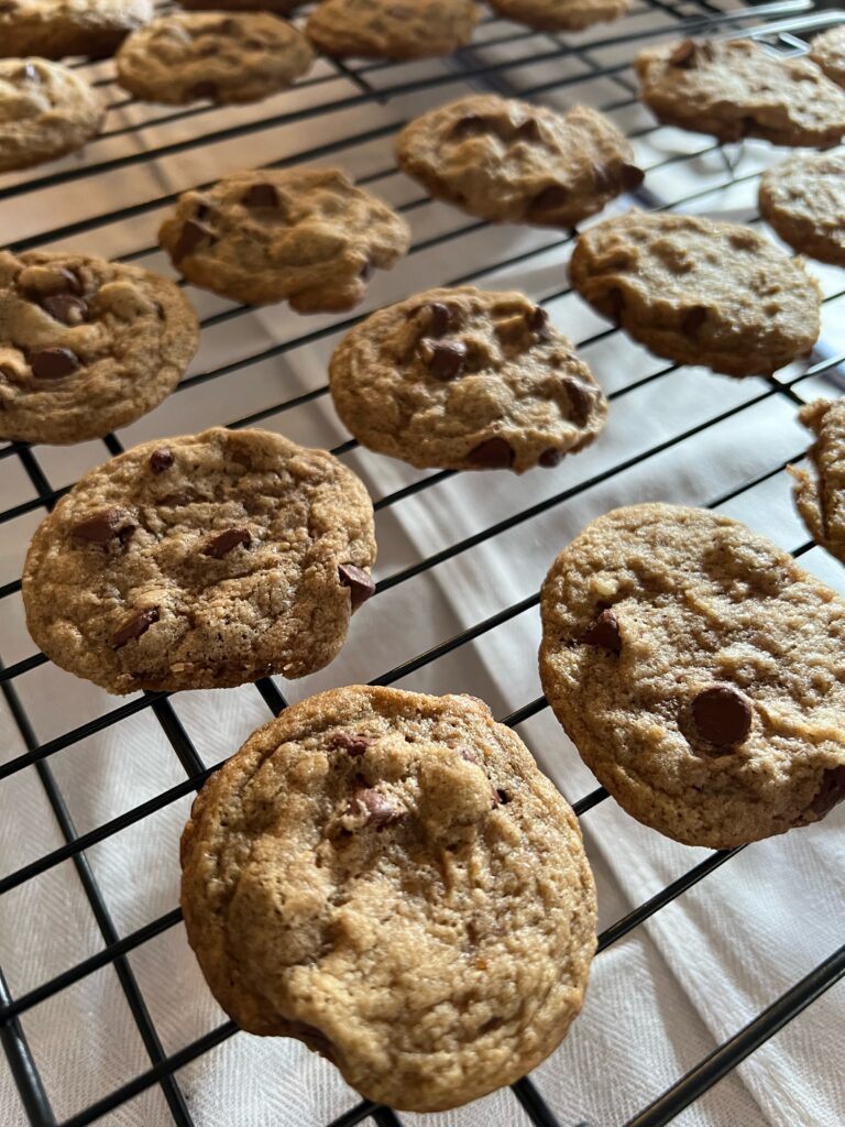 Chocolate Chip Cookie Dough Cookies on the Cooling Rack