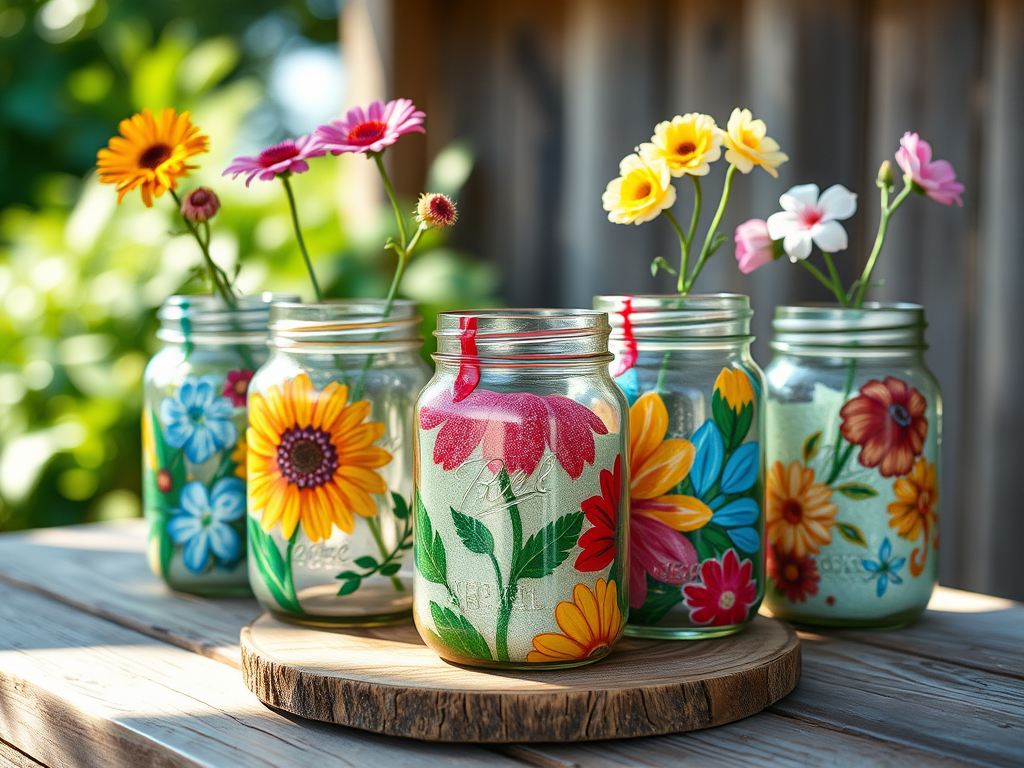 Fall Crafts Include Painted Mason Jar Vases