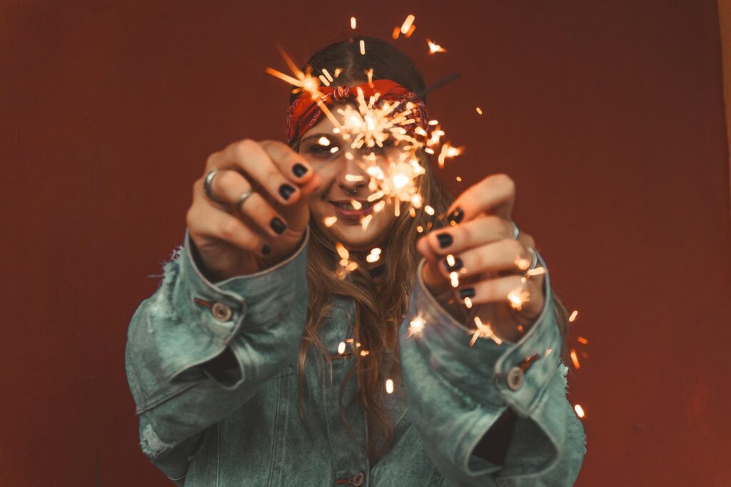 Woman with Sparklers